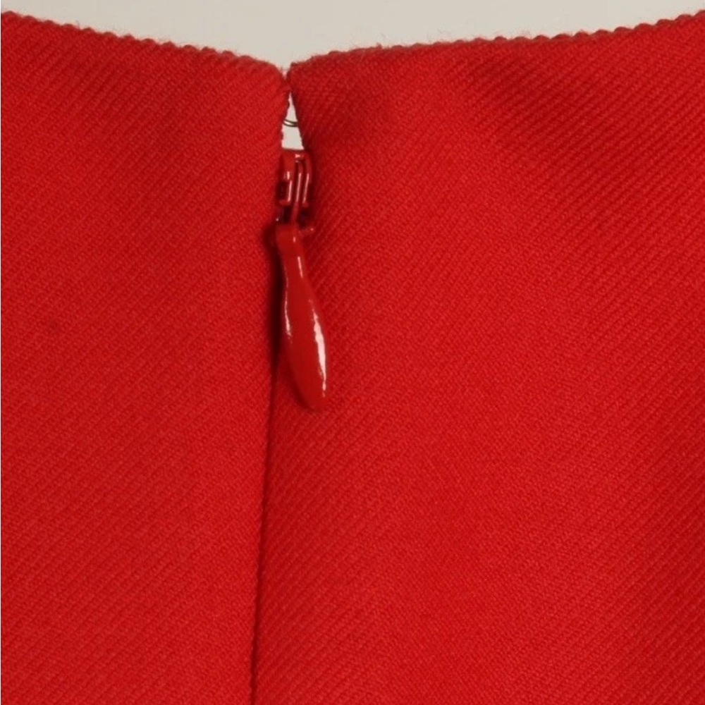 J. Crew Dress Women’s 2 Red Sheath Ruffle Sleeveless Lined Midi Wool Blend - Picture 5 of 11
